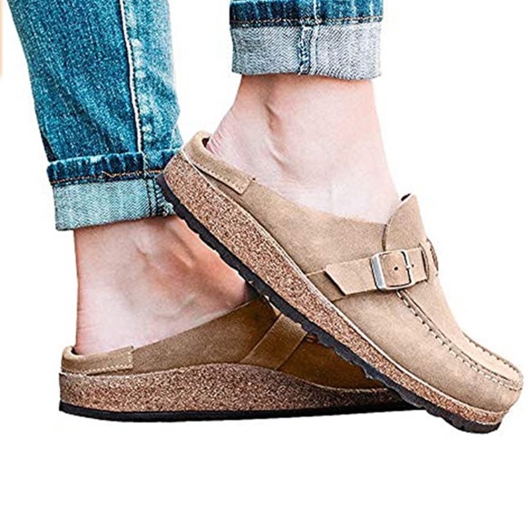 Khaki buckle mules - Picture 3 of 11